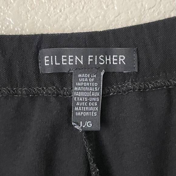Eileen Fisher Pants Womens Large Black Washable Stretch Crepe High Rise Ankle - Picture 9 of 11